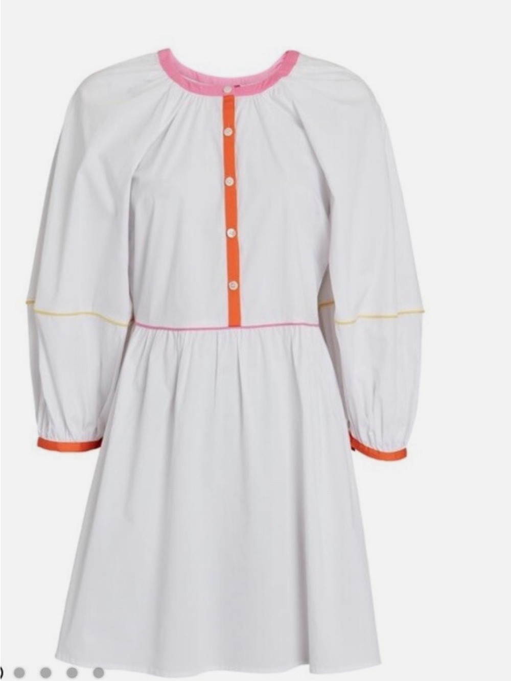 Staud Mini Demi Poplin Shirt White Short Sleeve Contrast Trim Dress Small